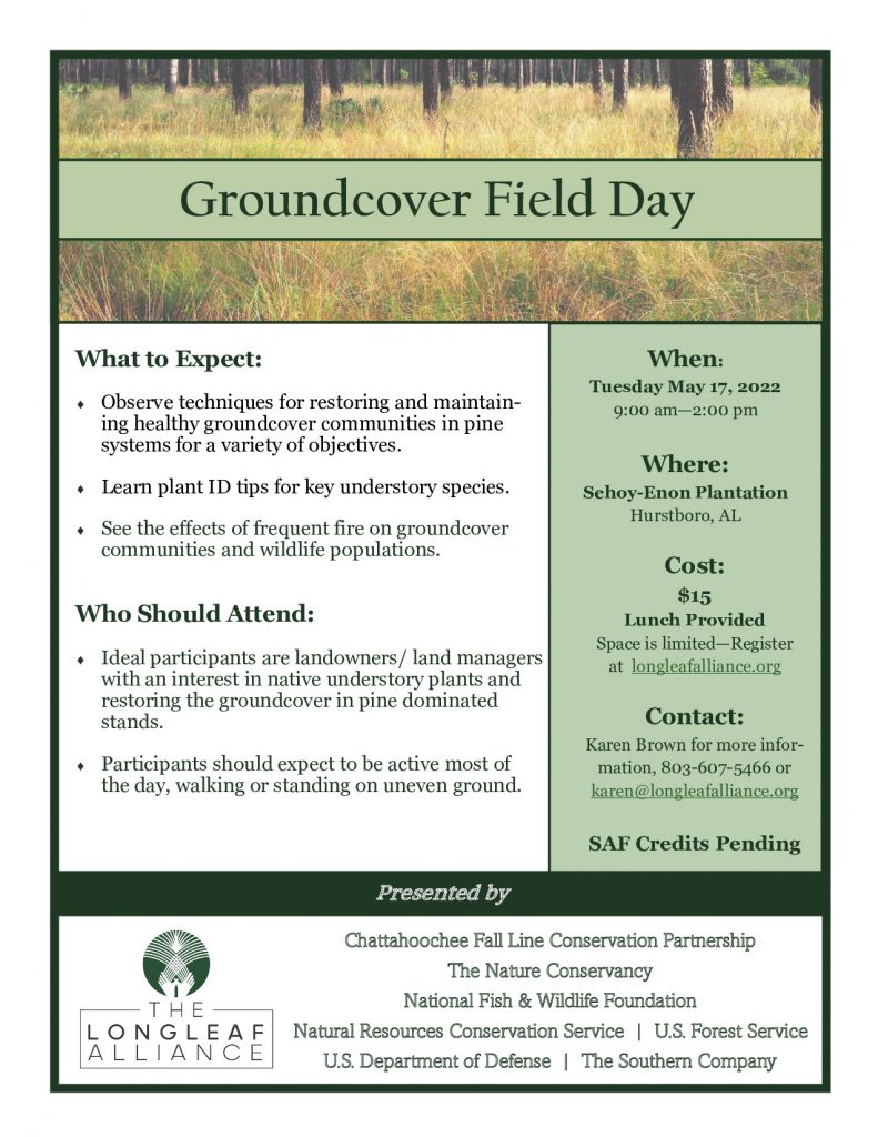 CFLCP Chattahoochee Fall Line Conservation Partnership Longleaf Pine Education Program - Groundcover Field Day